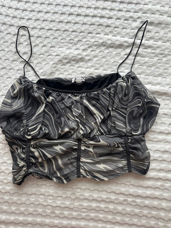 Garage Tops - Garage Swirl Corset Style Mesh Crop Top